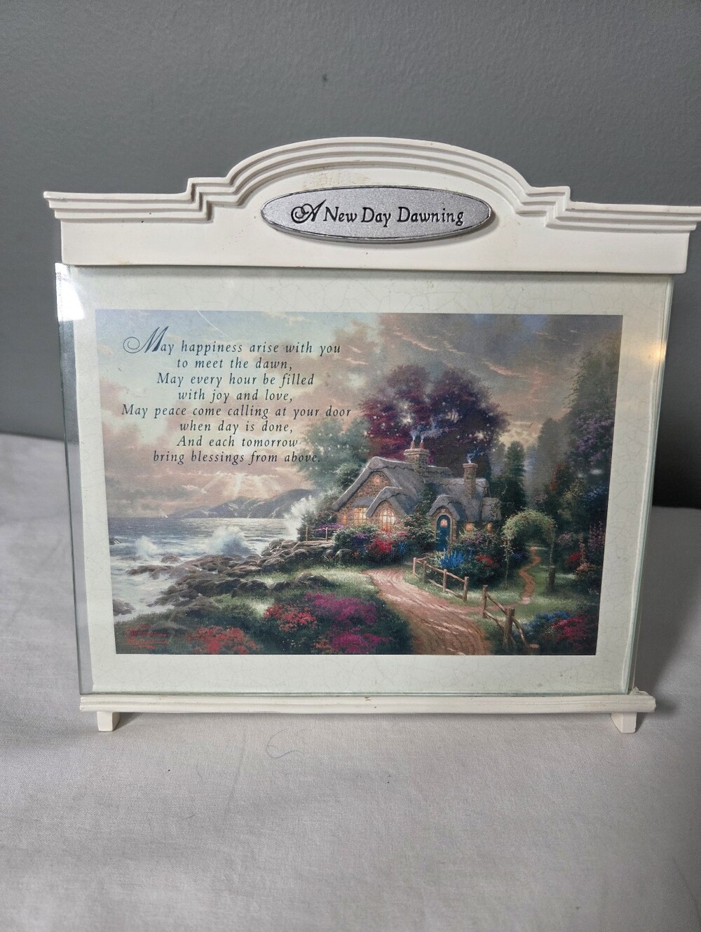 Thomas Kinkade Painter of Light, "New Day Dawning", Picture with Frame Stand